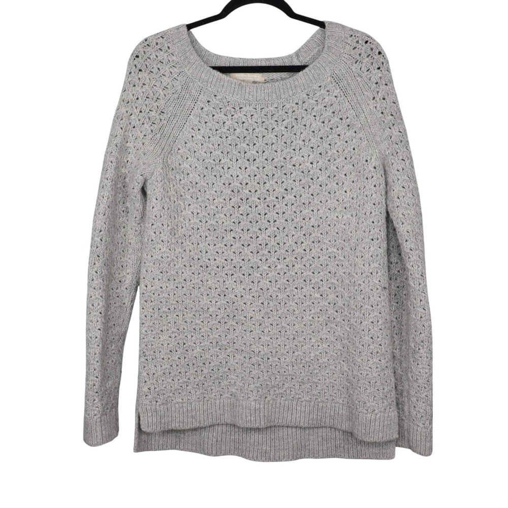 Banana Republic Sweater Womens Size M Gray Italian Yarn Star Stitch Alpaca Wool